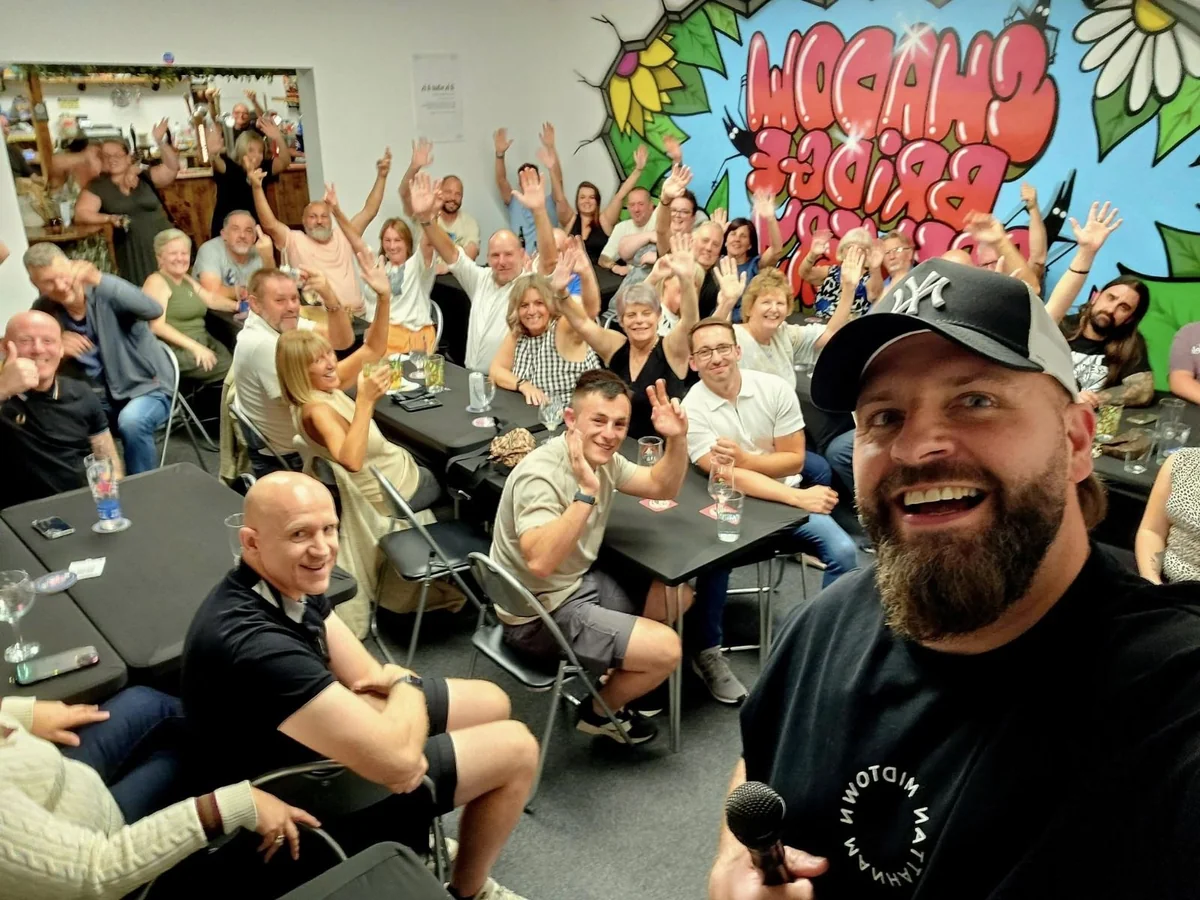 Crowded comedy night event at Shadow Bridge Brewery in Scunthorpe